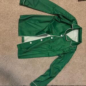 Unisex Green Satin Pajama Top - size 12